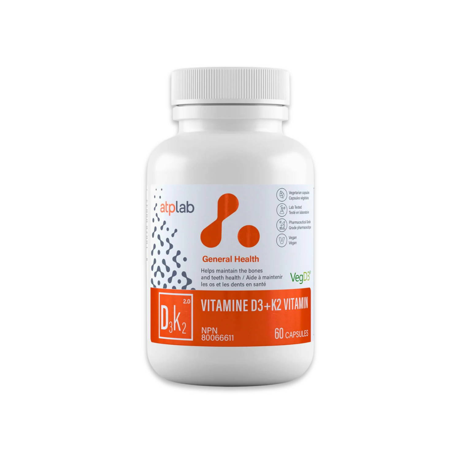 Vitamine D3+K2 - 60 capsules